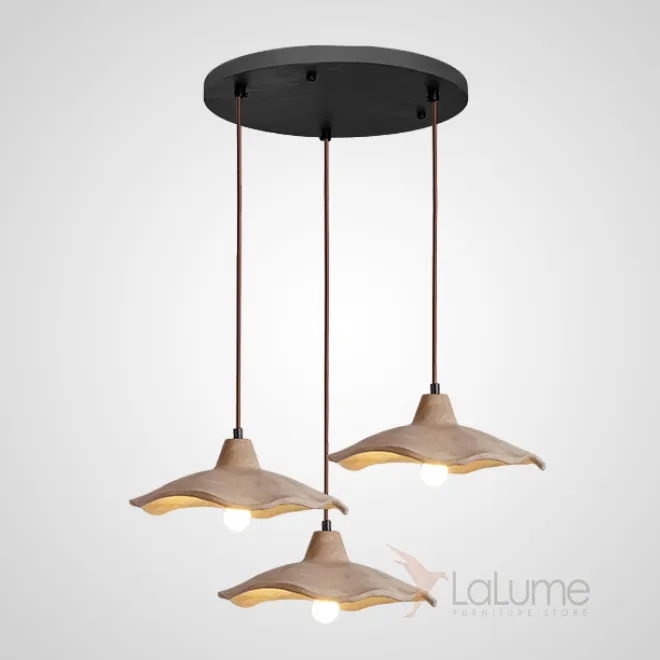 Готовая комбинация подвесных светильников с купольными абажурами из керамики и дерева с природными мотивами ARMIN COMBO D35 Готовая комбинация подвесных светильников с купольными абажурами из керамики и дерева с природными мотивами ARMIN COMBO D35