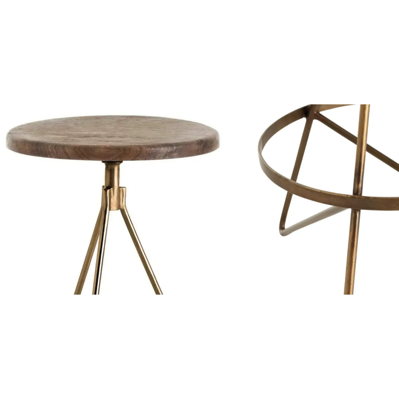 Барный стул Industrial Vintage Brass Iron Swivel Bar Stool от LaLume