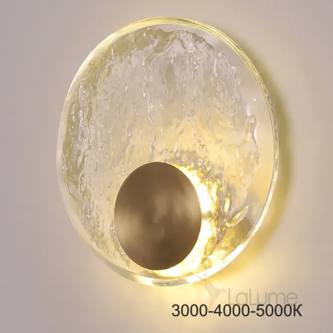 Настенный светодиодный светильник с дисковидным рельефным рассеивателем из хрусталя и круглым металлическим креплением LONA D25 Трехцветный свет