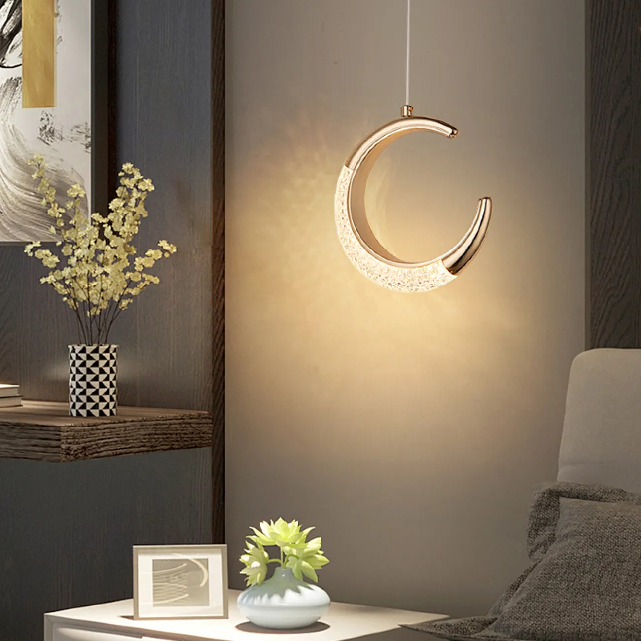 Готовая комбинация из двух подвесных светодиодных светильников в виде кольца и полукольца с рельефной поверхностью SONKE DUO B 3000К