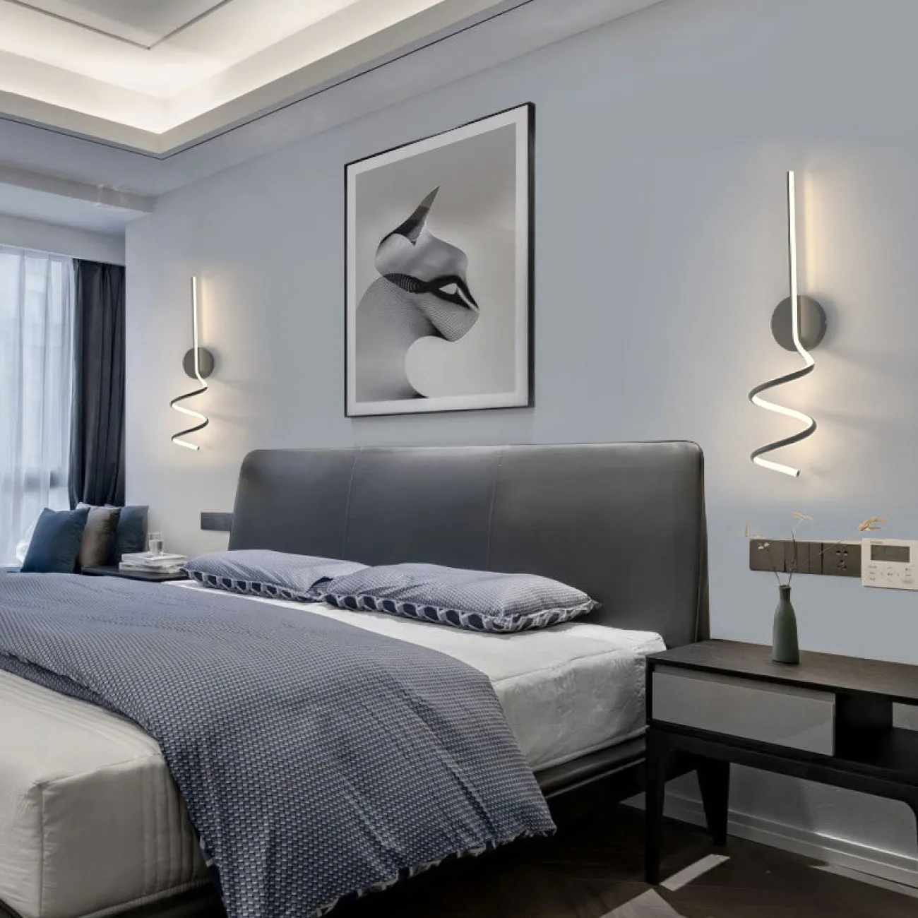 Серия настенных светодиодных светильников с вытянутым трубчатым плафоном спиралевидной формы DAMARIS WALL H50 White Трехцветный свет