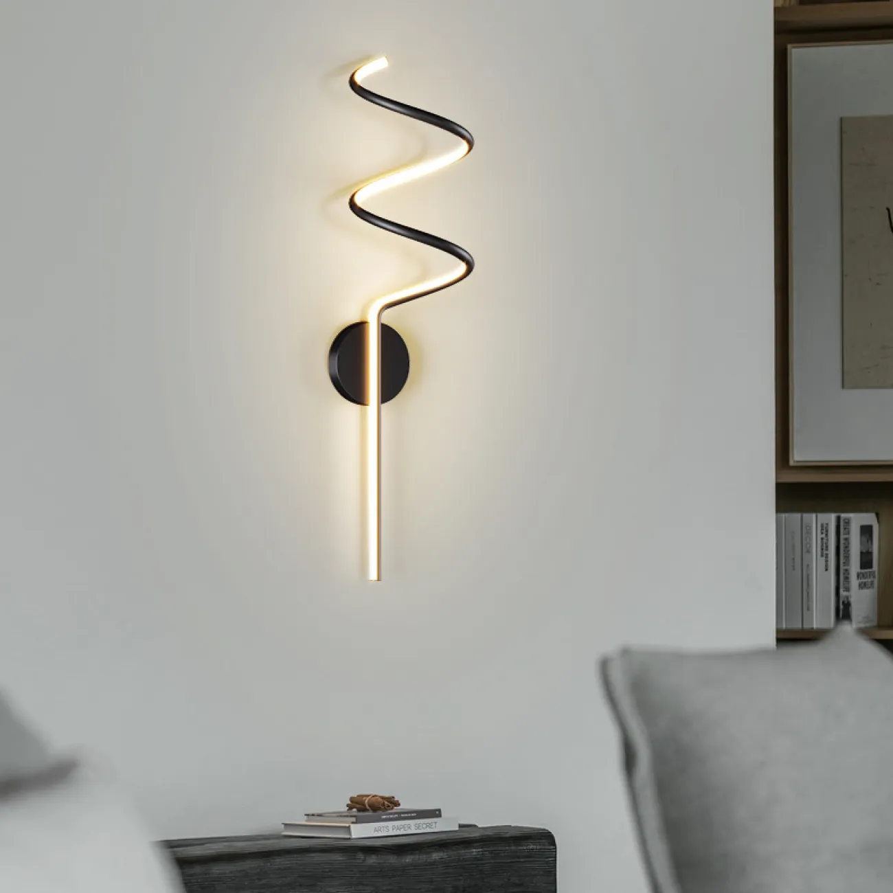 Серия настенных светодиодных светильников с вытянутым трубчатым плафоном спиралевидной формы DAMARIS WALL H50 White Трехцветный свет