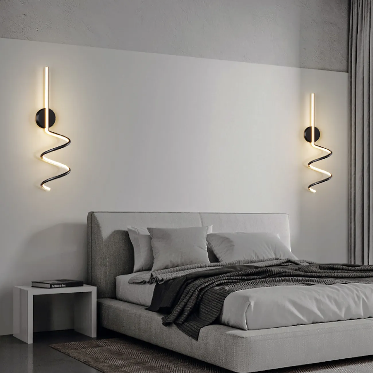 Серия настенных светодиодных светильников с вытянутым трубчатым плафоном спиралевидной формы DAMARIS WALL H50 White Трехцветный свет