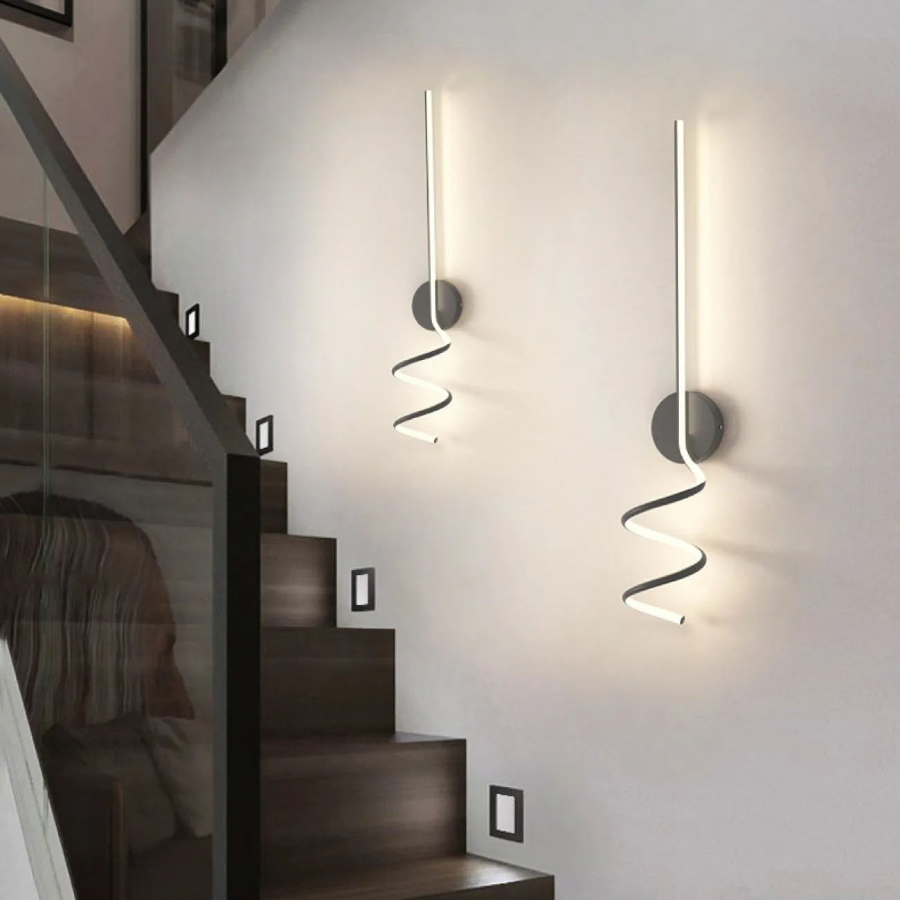 Серия настенных светодиодных светильников с вытянутым трубчатым плафоном спиралевидной формы DAMARIS WALL H50 White Трехцветный свет