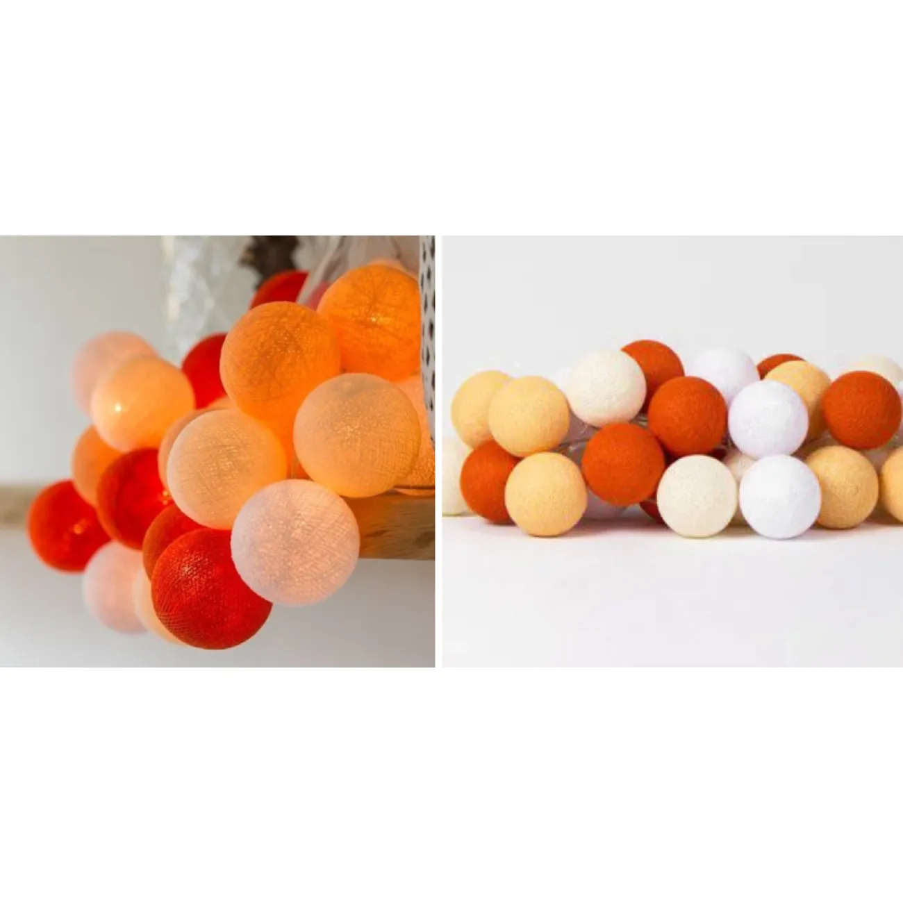 Гирлянда хлопковые фонарики Сotton Ball Orange