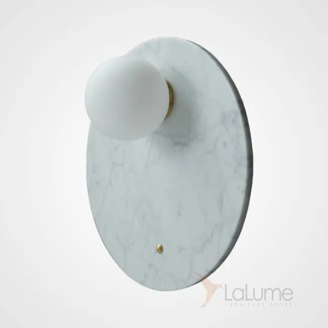 Серия настенных светильников с белым шарообразным плафоном из стекла на мраморном основании со скругленными краями FIORI B Green