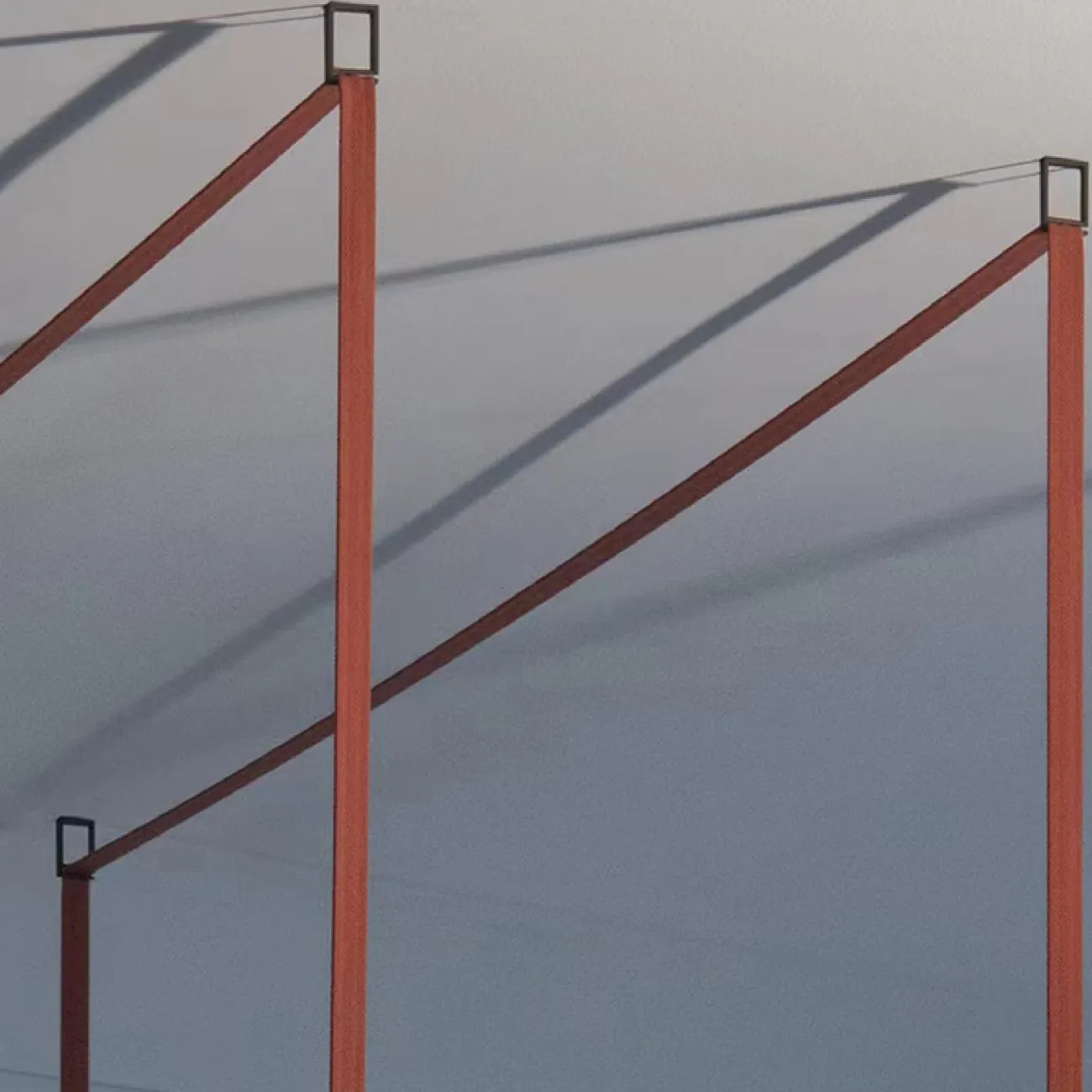 Готовая комбинация подвесных светодиодных светильников c тремя прямоугольными рейками на красном тросе ERAGON 4000К