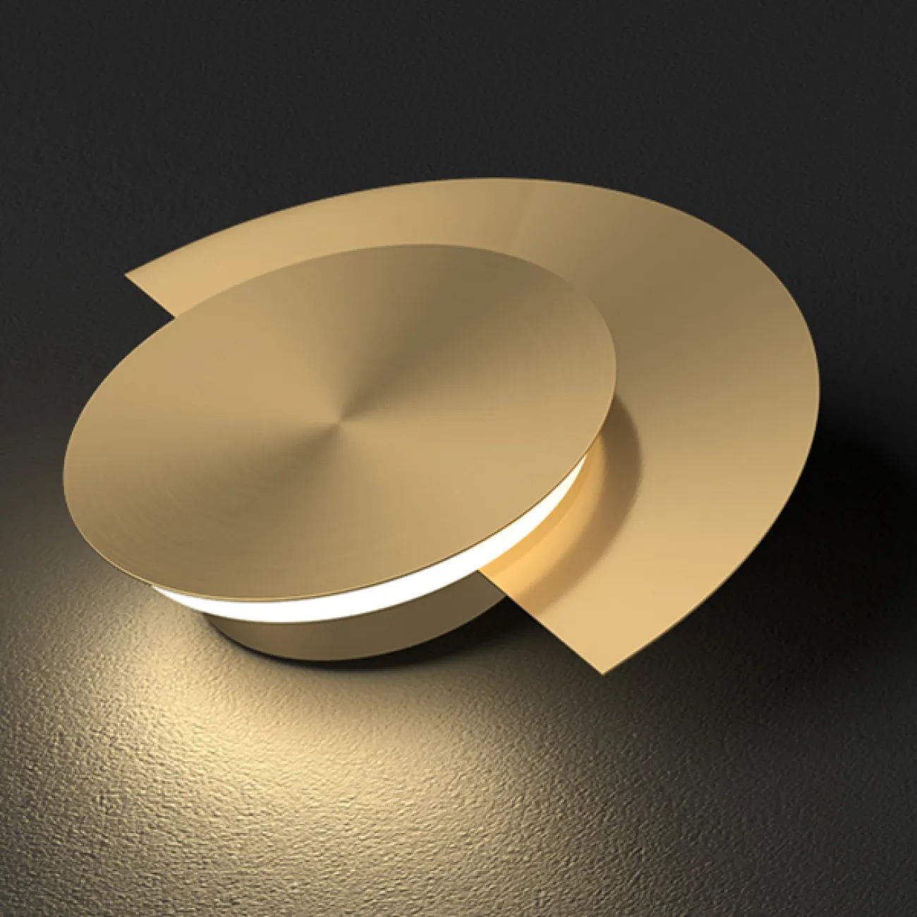Серия настенных светодиодных светильников с латунным плафоном в виде комбинации полного и усеченного диска SOLO D25