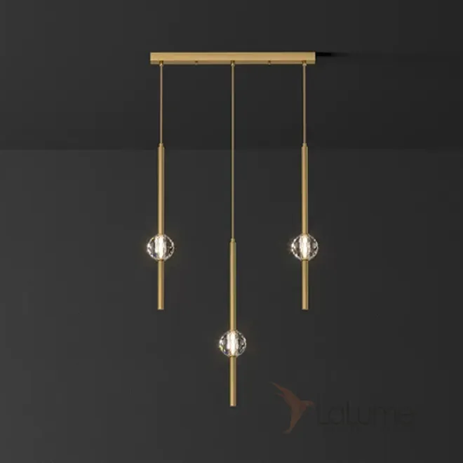 Готовая комбинация подвесных светодиодных светильников с хрустальными шарообразными плафонами SOCRATES COMBO L50 Brass