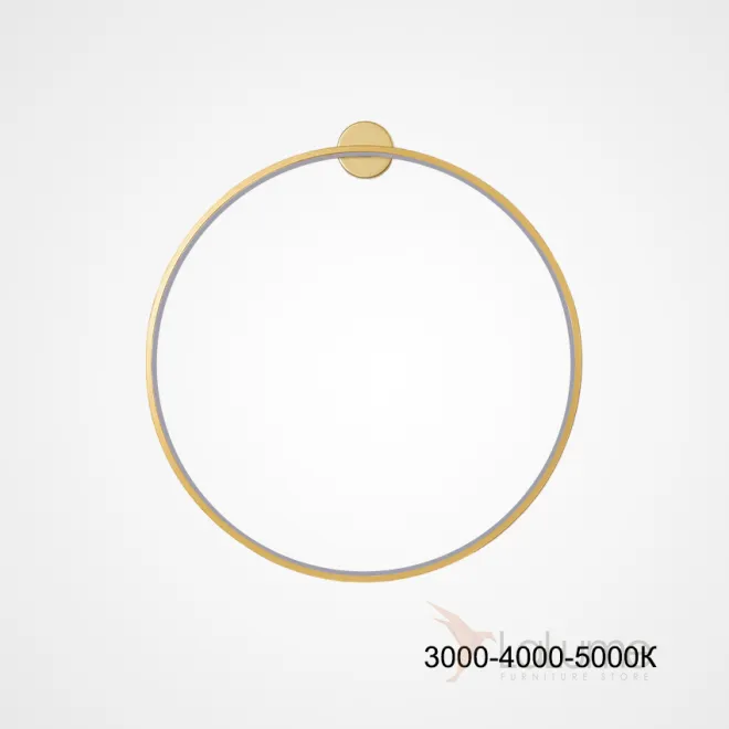 Серия настенных светильников в виде черных металлический колец разного диаметра с LED-подсветкой по контуру корпуса с круглым креплением GUARD B D30 Brass Трехцветный свет