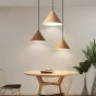 Готовая комбинация подвесных светильников с коническими плафонами с лаковым покрытием под темное и светлое дерево NOOMI TRIO L80 Light brown