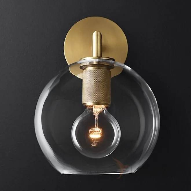 Бра RH Utilitaire Globe Shade Single Sconce Brass от ImperiumLoft
