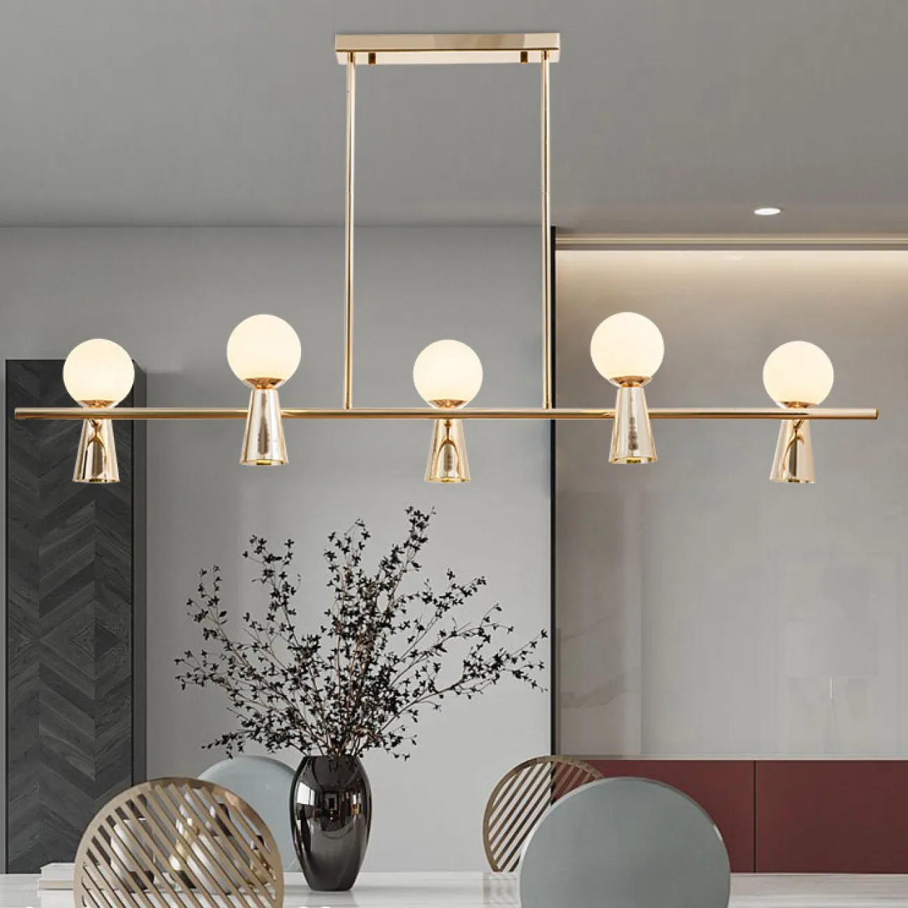 Потолочный светильник ABELINA LONG L6 Gold Grey от ImperiumLoft