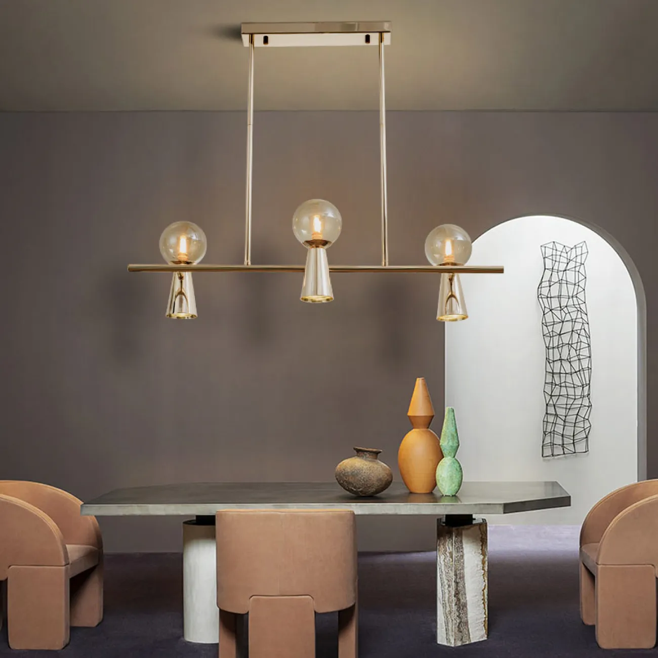 Потолочный светильник ABELINA LONG L6 Gold Grey от ImperiumLoft