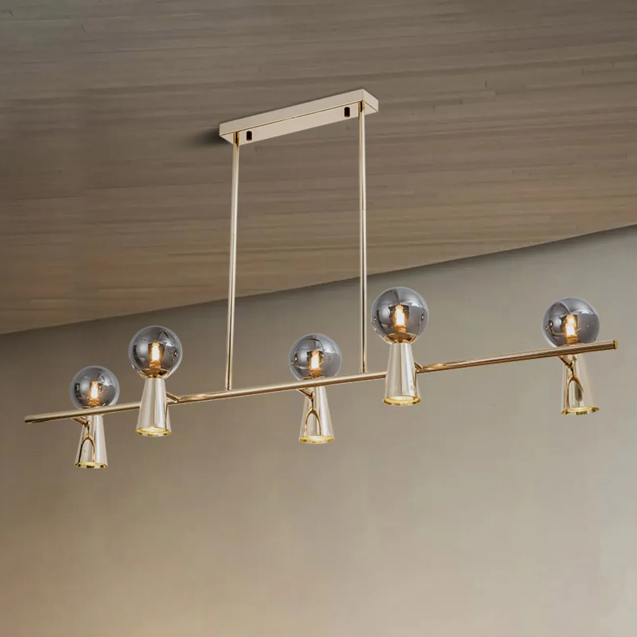 Потолочный светильник ABELINA LONG L6 Gold Grey от ImperiumLoft