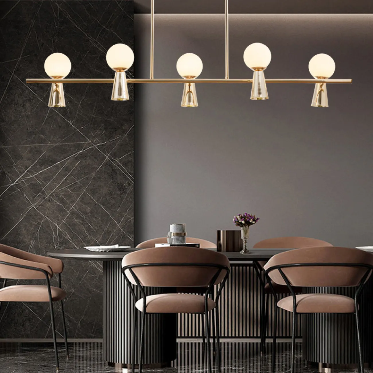 Потолочный светильник ABELINA LONG L6 Gold Grey от ImperiumLoft