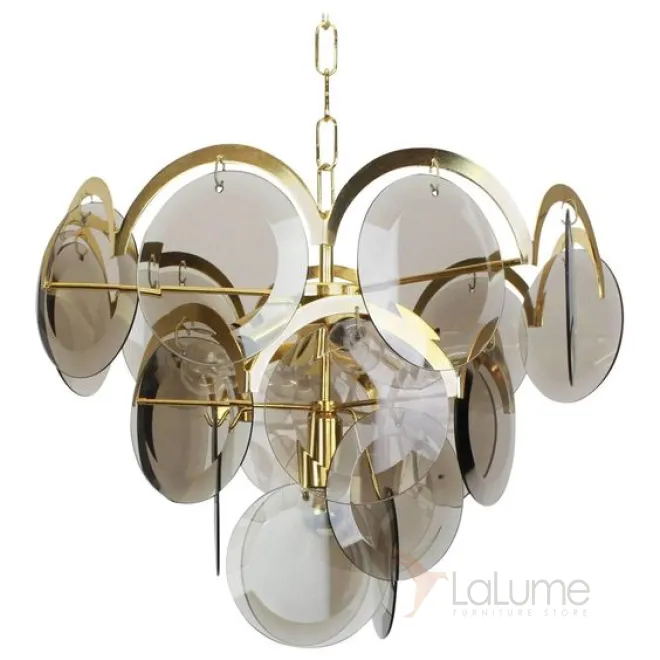 Подвесной светильник 1960S VISTOSI SMOKED GLASS DISC CHANDELIER от LaLume