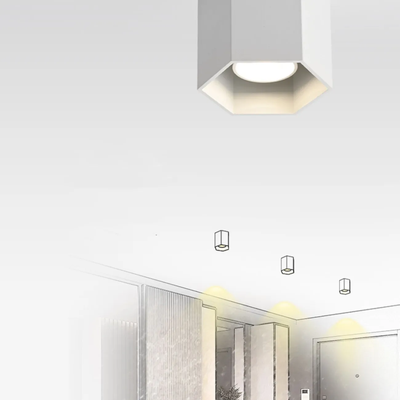 Серия точечных светодиодных светильников с металлическими плафонами в форме шестигранников  CONSOLE L2 White 6000К 15W