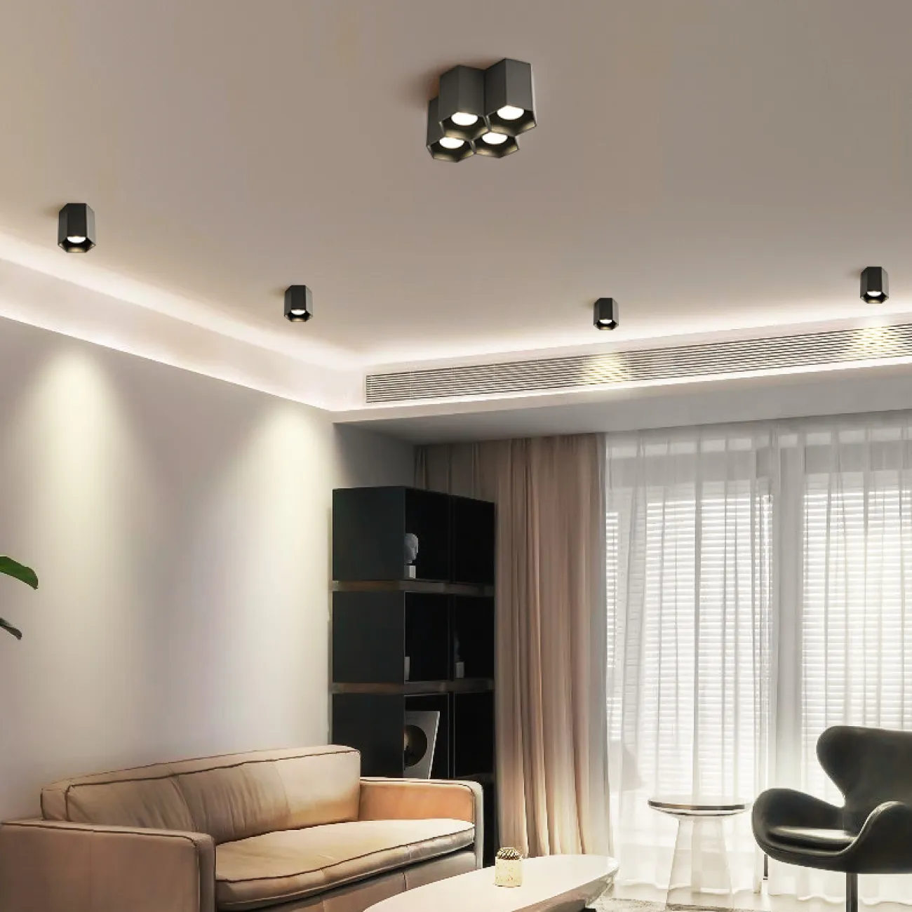 Серия точечных светодиодных светильников с металлическими плафонами в форме шестигранников  CONSOLE L2 White 6000К 15W