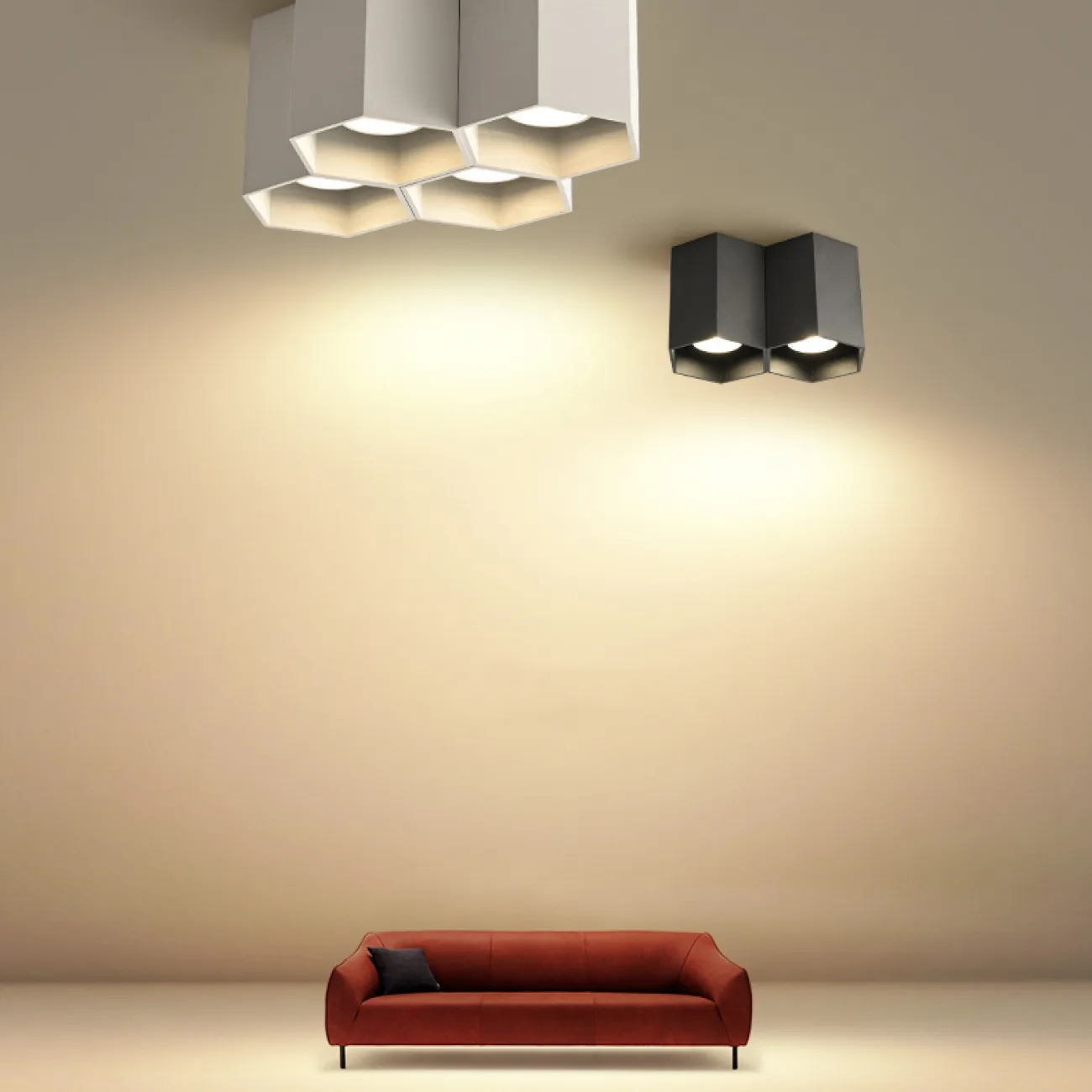 Серия точечных светодиодных светильников с металлическими плафонами в форме шестигранников  CONSOLE L2 White 6000К 15W