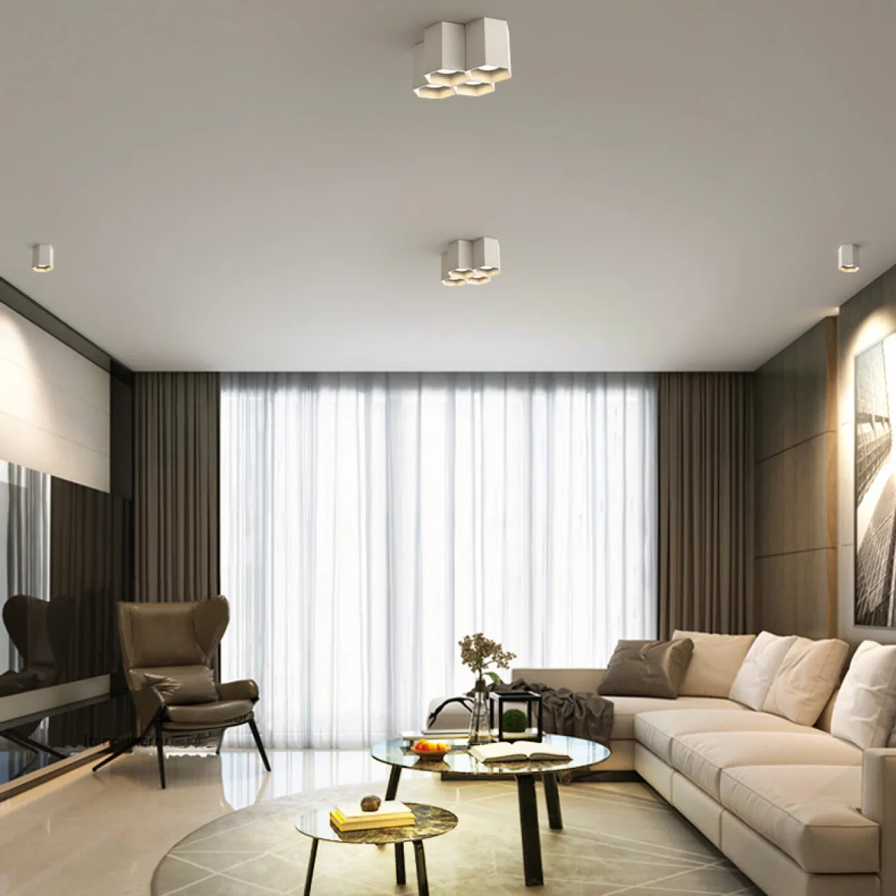 Серия точечных светодиодных светильников с металлическими плафонами в форме шестигранников  CONSOLE L2 White 6000К 15W