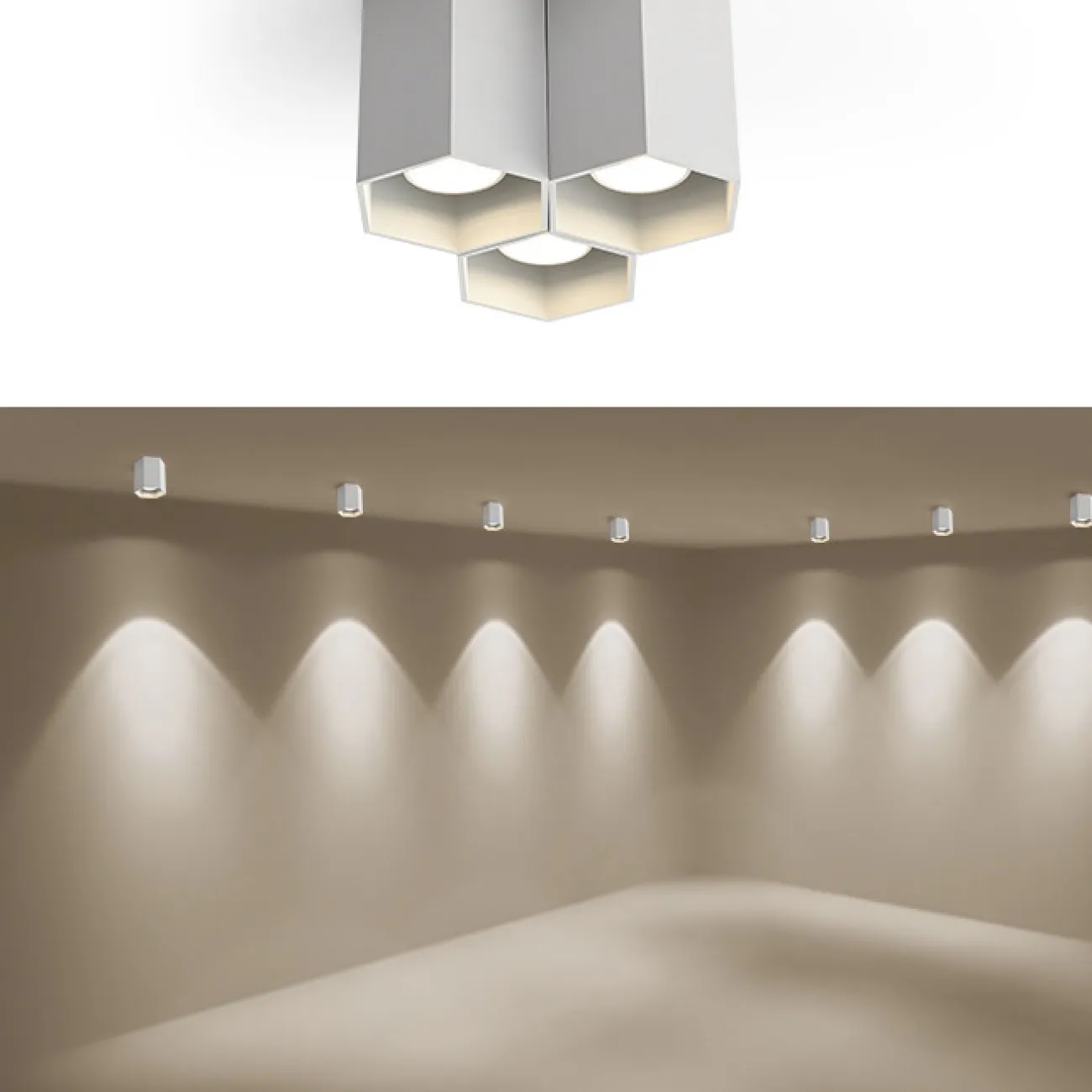 Серия точечных светодиодных светильников с металлическими плафонами в форме шестигранников  CONSOLE L2 White 6000К 15W