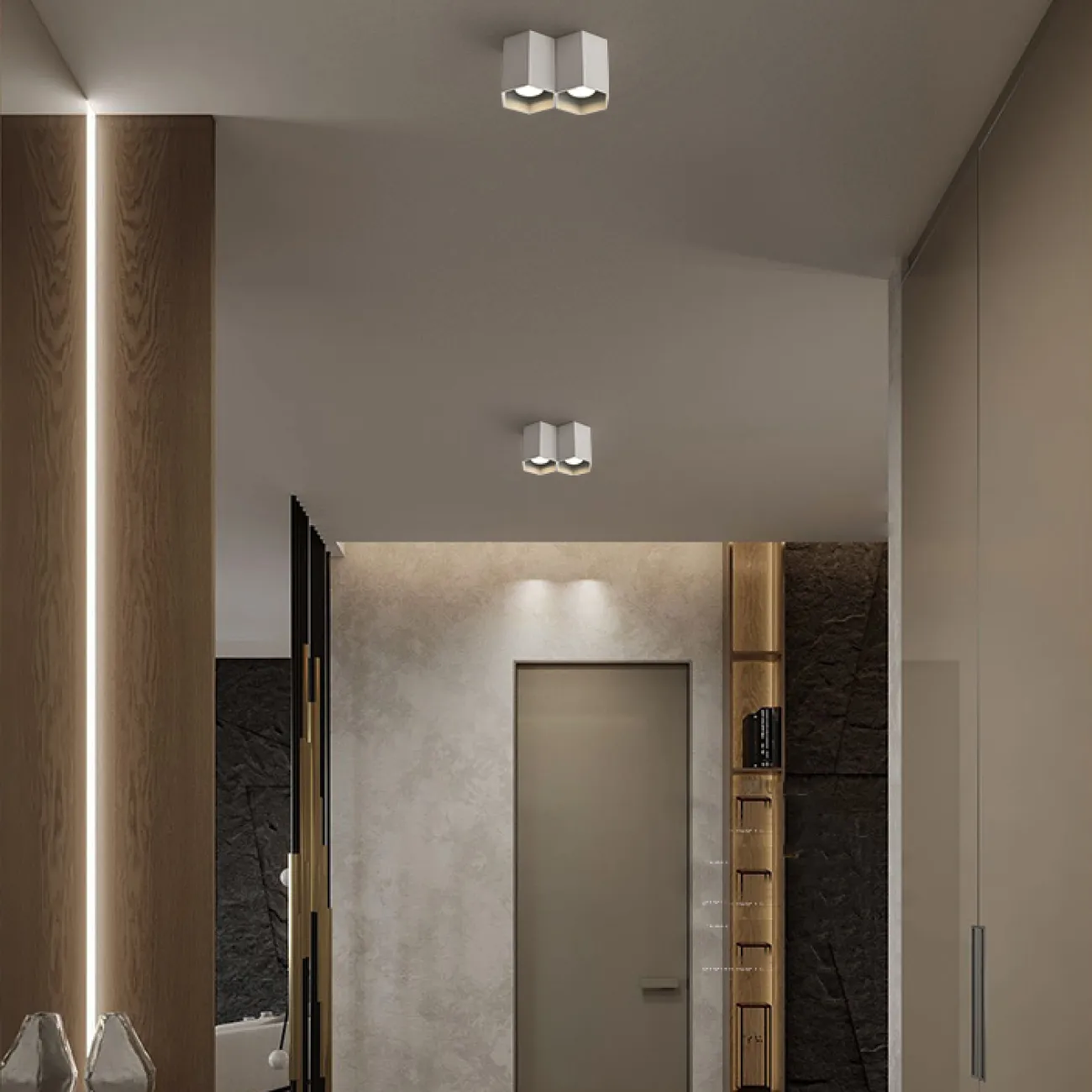 Серия точечных светодиодных светильников с металлическими плафонами в форме шестигранников  CONSOLE L2 White 6000К 15W