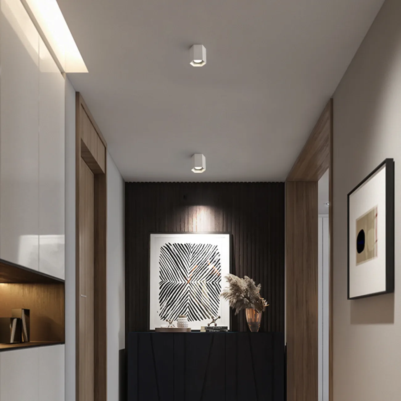 Серия точечных светодиодных светильников с металлическими плафонами в форме шестигранников  CONSOLE L2 White 6000К 15W