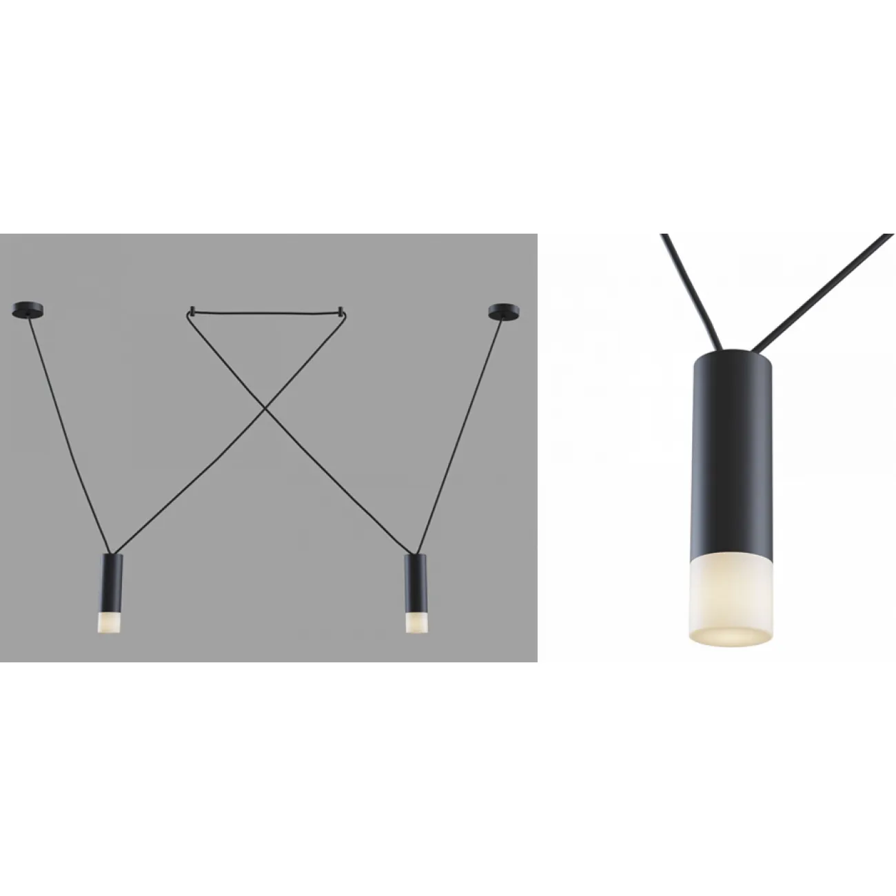 Wireflow LED Black Suspension lam 2 патрона designed by Jordi Vilardell