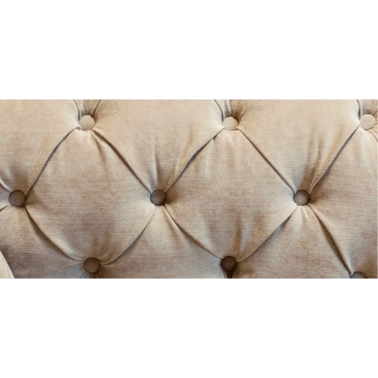 Диван велюровый бежевый трехместный Button Beige от LaLume