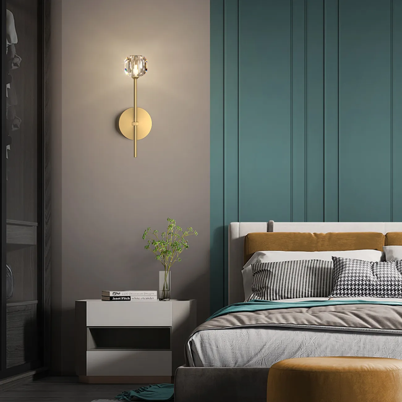 Серия бра с рельефными стеклянными плафонами с ювелирной огранкой RH WALL C L4