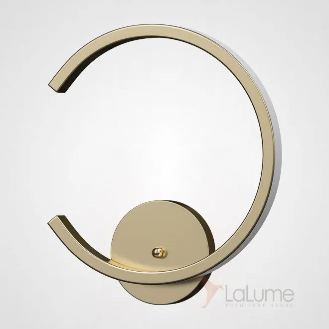 Серия настенных светодиодных светильников с плафоном в виде разомкнутого кольца с внешней LED-подсветкой RIN D30 Brass