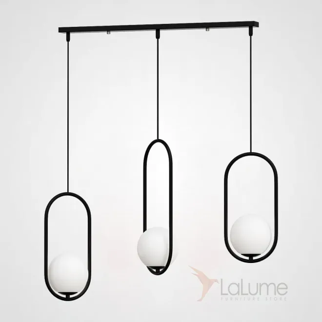 Подвесной светильник HOOP-TRIO Черный, Эллипс S+L+S, Планка от ImperiumLoft