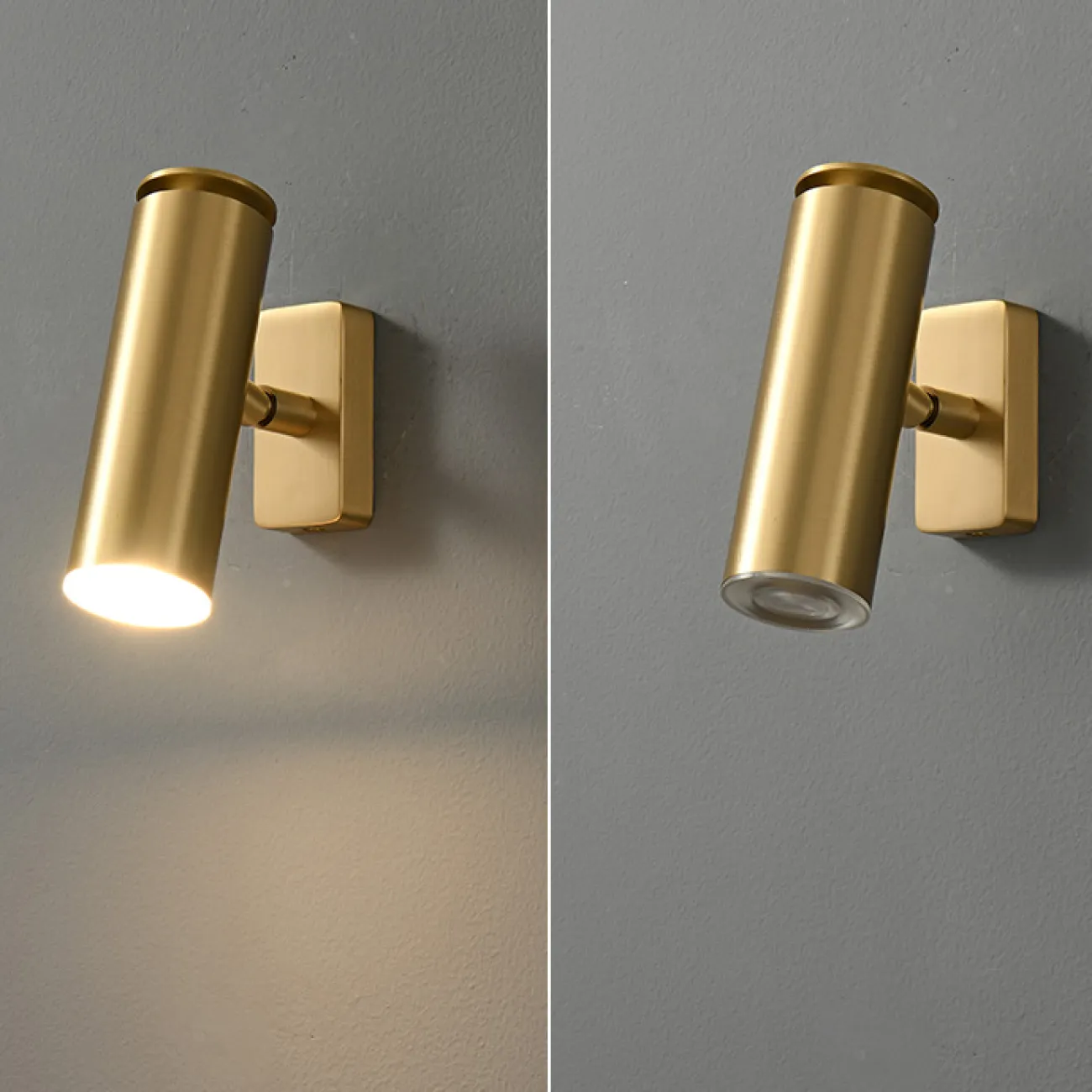 Настенный светодиодный светильник с поворотным цилиндрическим плафоном на прямоугольном основании ACE Трехцветный свет