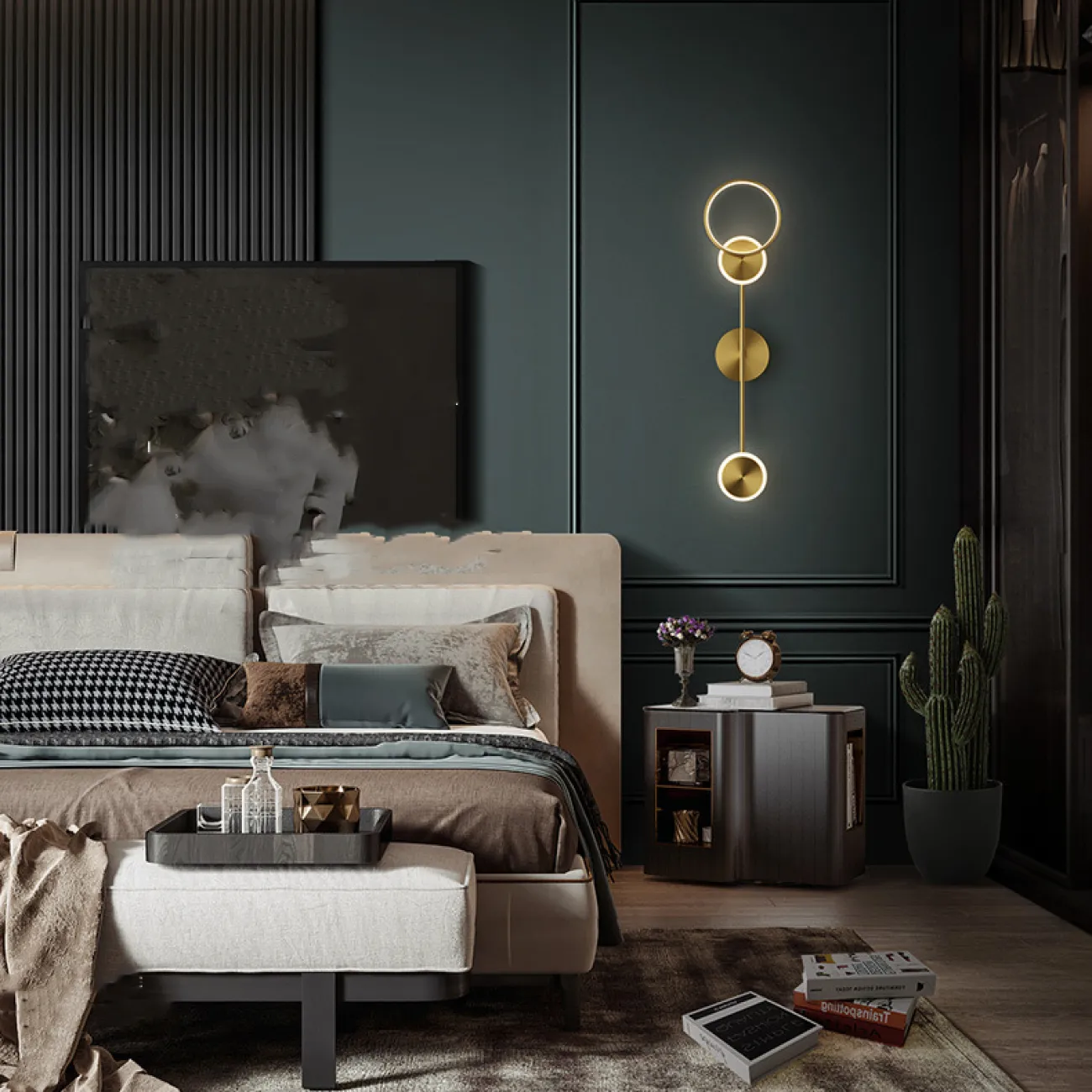 Настенный светильник в виде композиции из двух дисков и кольца с внешним и внутренним led-свечением AMBER Gold