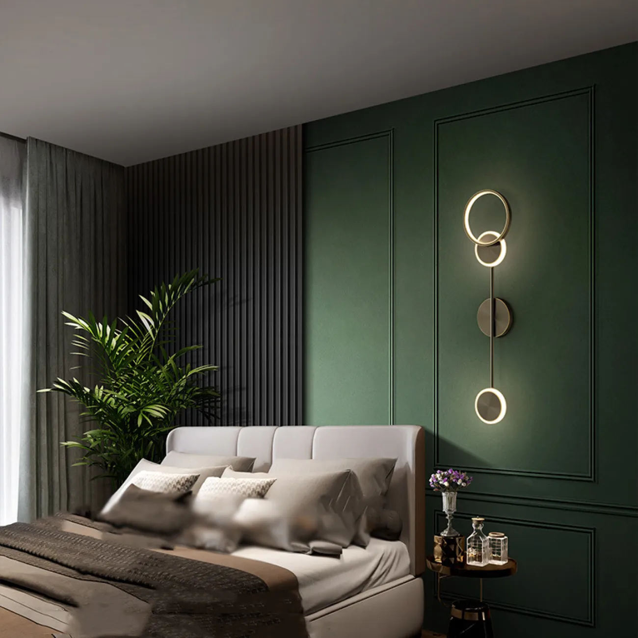 Настенный светильник в виде композиции из двух дисков и кольца с внешним и внутренним led-свечением AMBER Gold