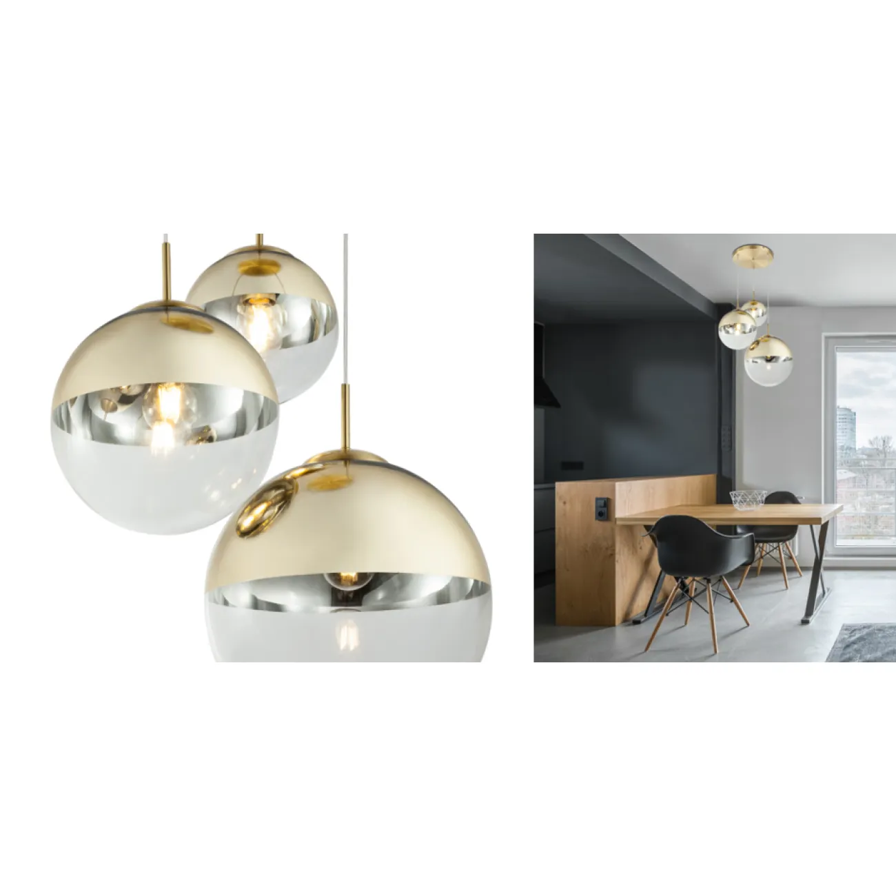 Светильник подвесной Mirror Ball Gold 3 плафонаdesigned by Tom Dixon	in 2003