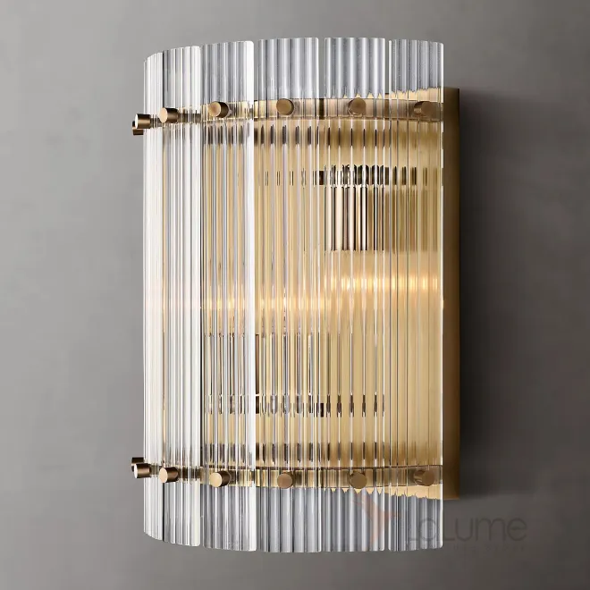 Настенный светильник с трехъярусным плафоном из рельефных стеклянных пластин прямоугольной формы RUDINE Настенный светильник с трехъярусным плафоном из рельефных стеклянных пластин прямоугольной формы RUDINE