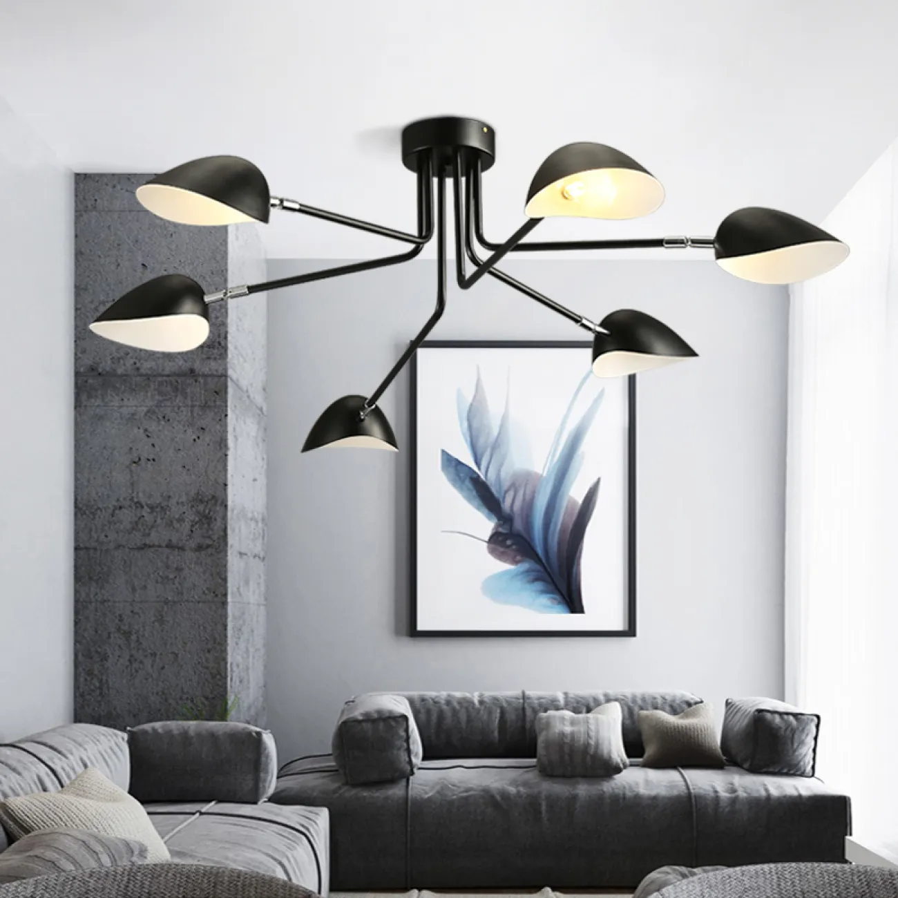 Потолочная люстра в скандинавском стиле с регулировкой наклона плафонов