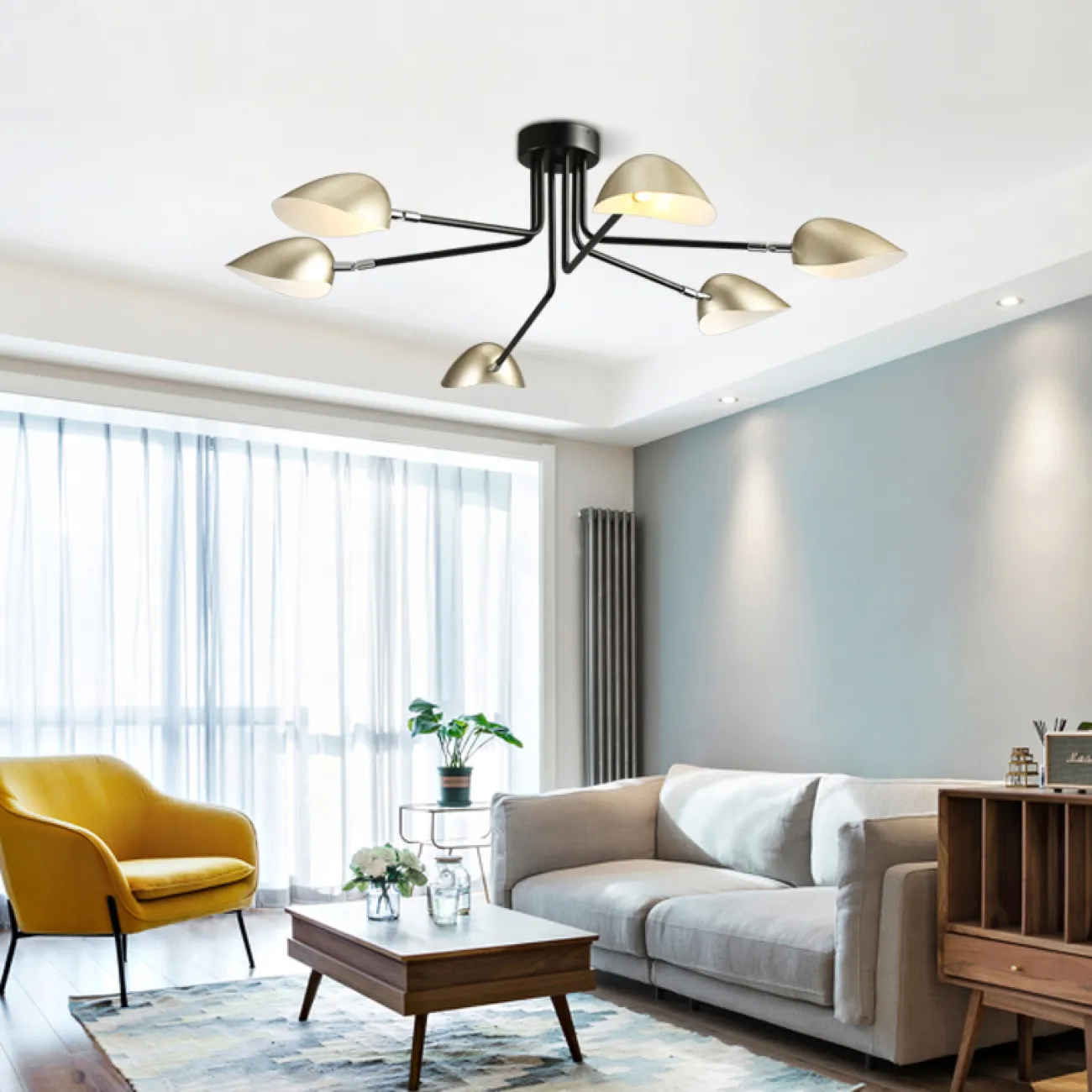 Потолочная люстра в скандинавском стиле с регулировкой наклона плафонов