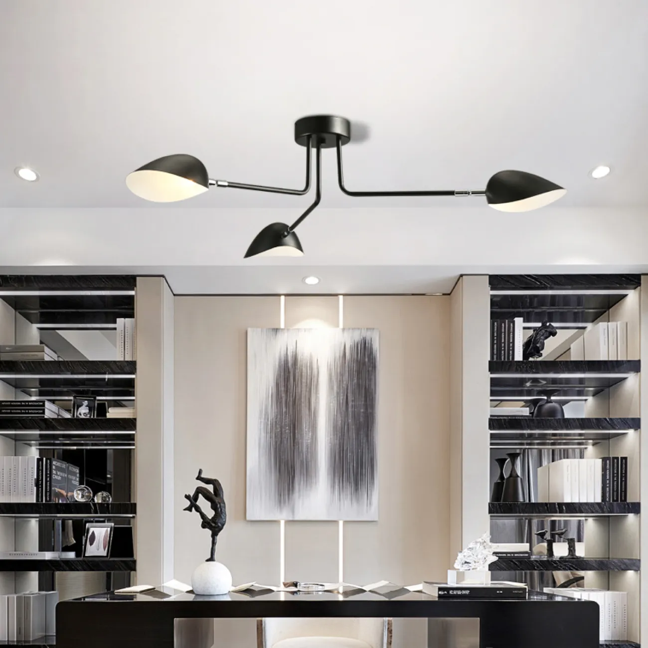 Потолочная люстра в скандинавском стиле с регулировкой наклона плафонов