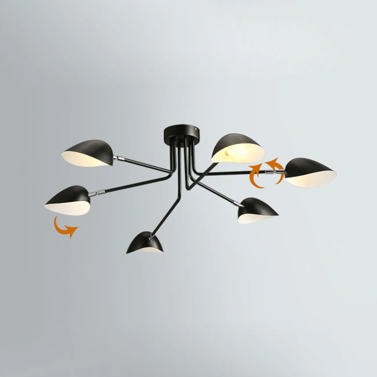 Потолочная люстра в скандинавском стиле с регулировкой наклона плафонов