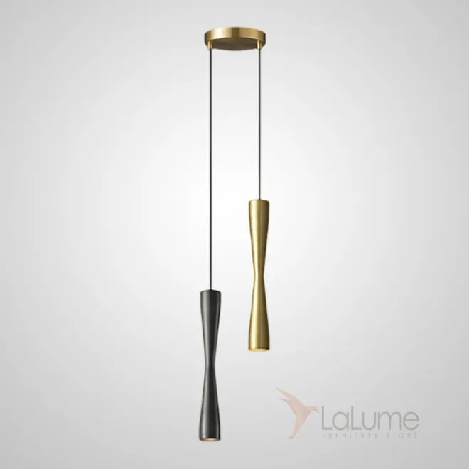 Готовая комбинация подвесных светодиодных светильников c латунным корпусом в форме песочных часов ORVIN DUO Black Brass