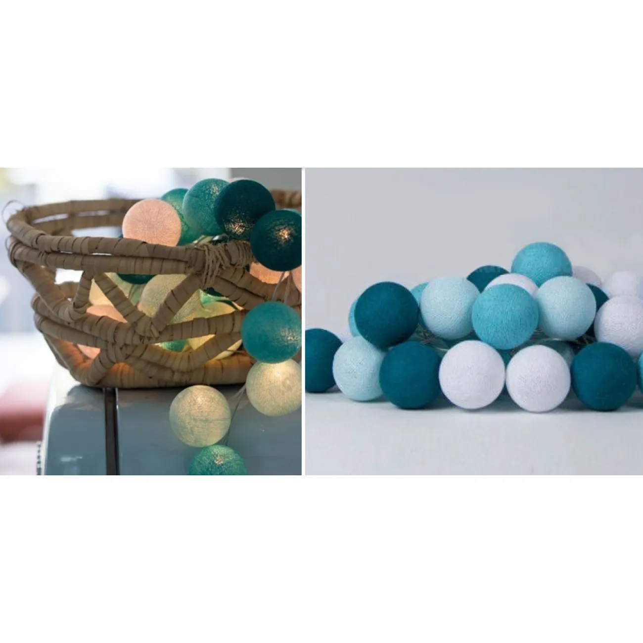 Гирлянда хлопковые фонарики Сotton Ball Aqua