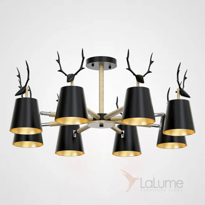 Потолочная люстра с рожками DEER B8 Black от ImperiumLoft Потолочная люстра с рожками DEER B8 Black от ImperiumLoft