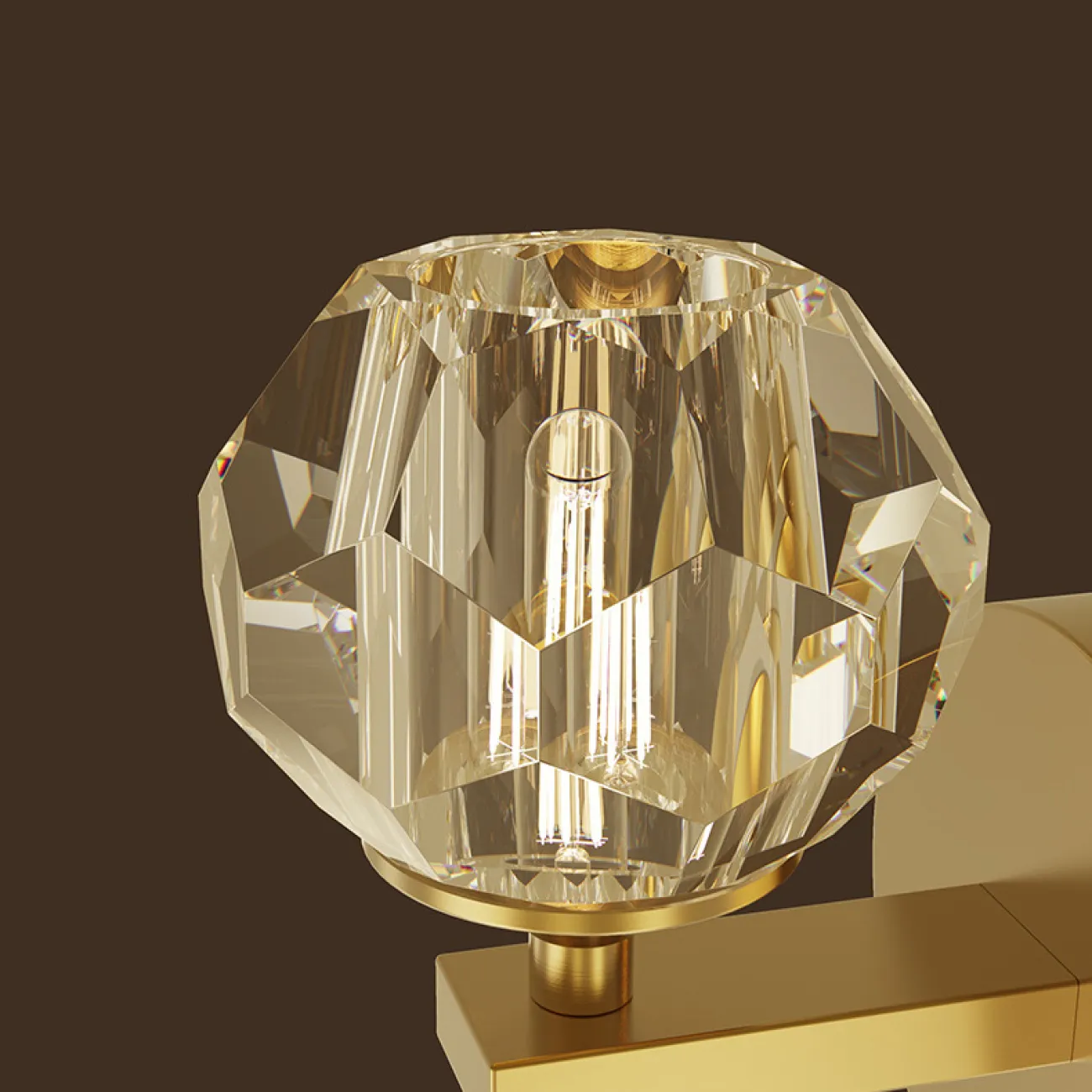 Серия настенных светильников с хрустальным плафоном в форме кристалла на латунном кронштейне RH D WALL Brass Серия настенных светильников с хрустальным плафоном в форме кристалла на латунном кронштейне RH D WALL Brass