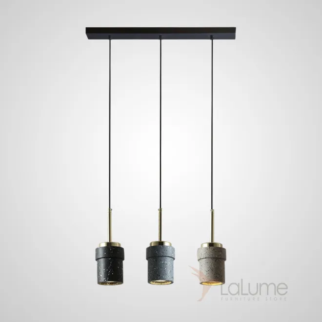 Готовая комбинация подвесных светодиодных светильников с цилиндрическими плафонами из цветного мрамора терраццо JERKEN COMBO L3 Планка