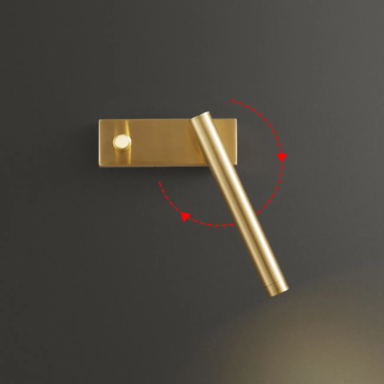 Настенный светодиодный светильник с вращающимся спотом и выключателем на прямоугольном креплении STALE Brass