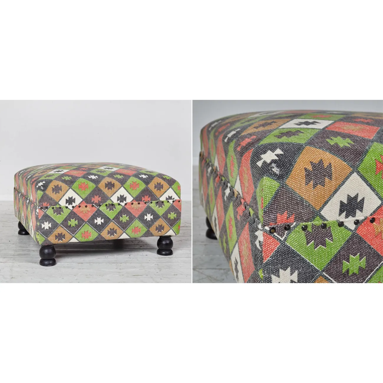 Пуф с зеленым орнаментом KELIM Pattern от LaLume