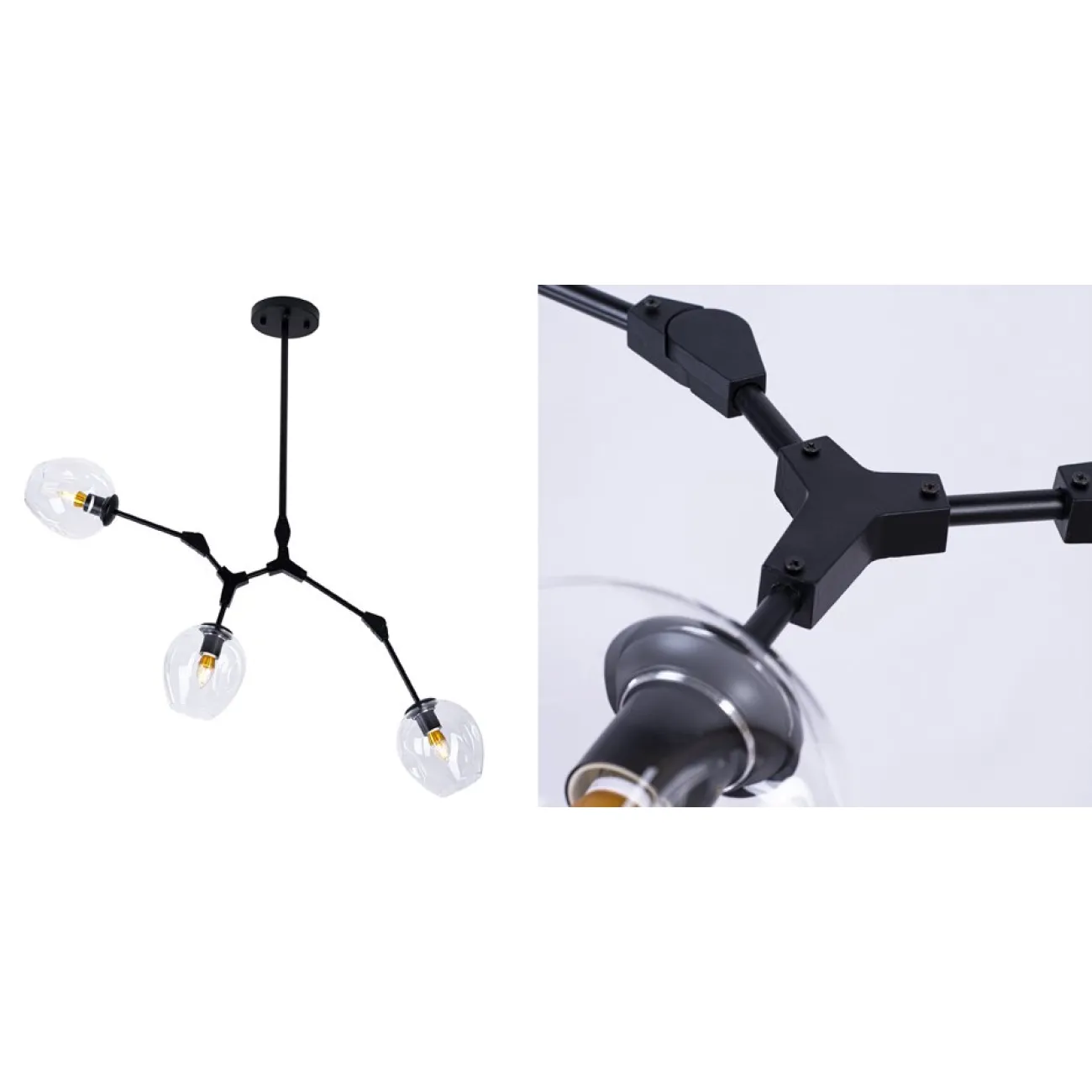 Люстра Сrumpled Glass Bubble Chandelier Black 3 плафона